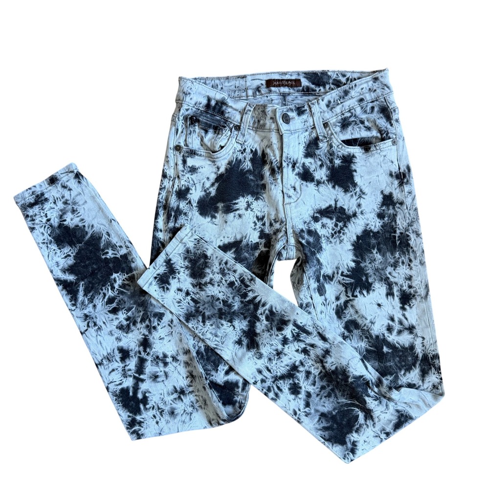 James Jeans Twiggy Skinny Jeans 27 Black White Tie Dye Acid Wash USA Punk Grunge